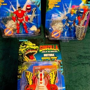 Godzilla Lot Red & Blue GZ Force Rangers & Mothra New In Vtg 94 Packaging